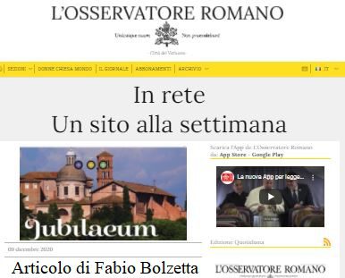 Articolo di Fabio Bolzetta giornalista di TV2000 sul sito del giubileo della Congregazione