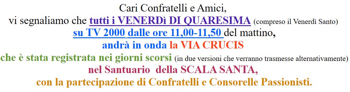 Tutti i venerdì’ quaresimali su tv2000 la via crucis registrata alla Scala Santa